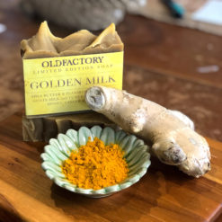 The classic Ayurvedic drink Golden Milk, renown for its many health benefits, has been transformed into a limited edition soap! Featuring classic Ayurvedic herbs and spices, including turmeric, cinnamon, honey, ginger, and black pepper along with fresh goats milk in our 20% shea butter and flaxseed oil recipe.