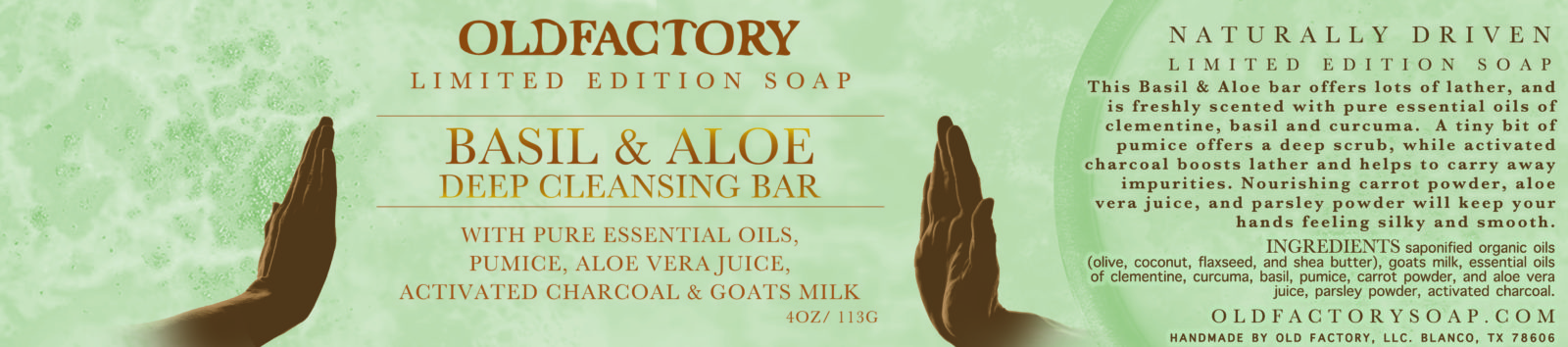Basil and Aloe Limited Edition Soap by Old Factory Soap Blanco Texas