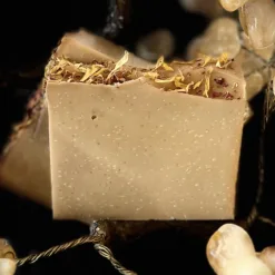 Gold Start limited edition soap featuring colloidal gold, frankincense, myrrh, rose and vanilla calendula and rose petals. Handmade in Hot Springs North Carolina