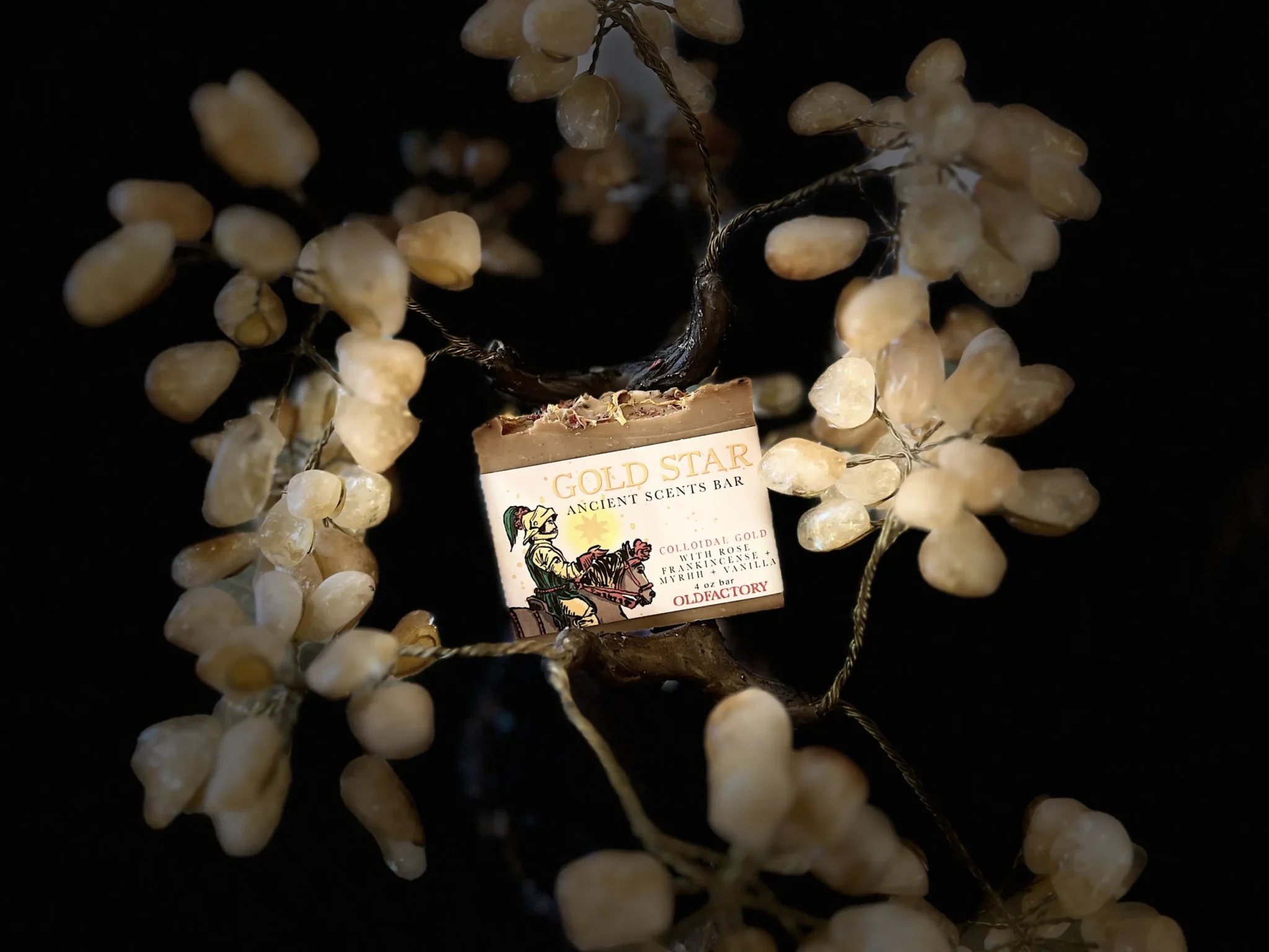 Gold Start limited edition soap featuring colloidal gold, frankincense, myrrh, rose and vanilla calendula and rose petals Handmade in Spring Creek Hot Springs North Carolina