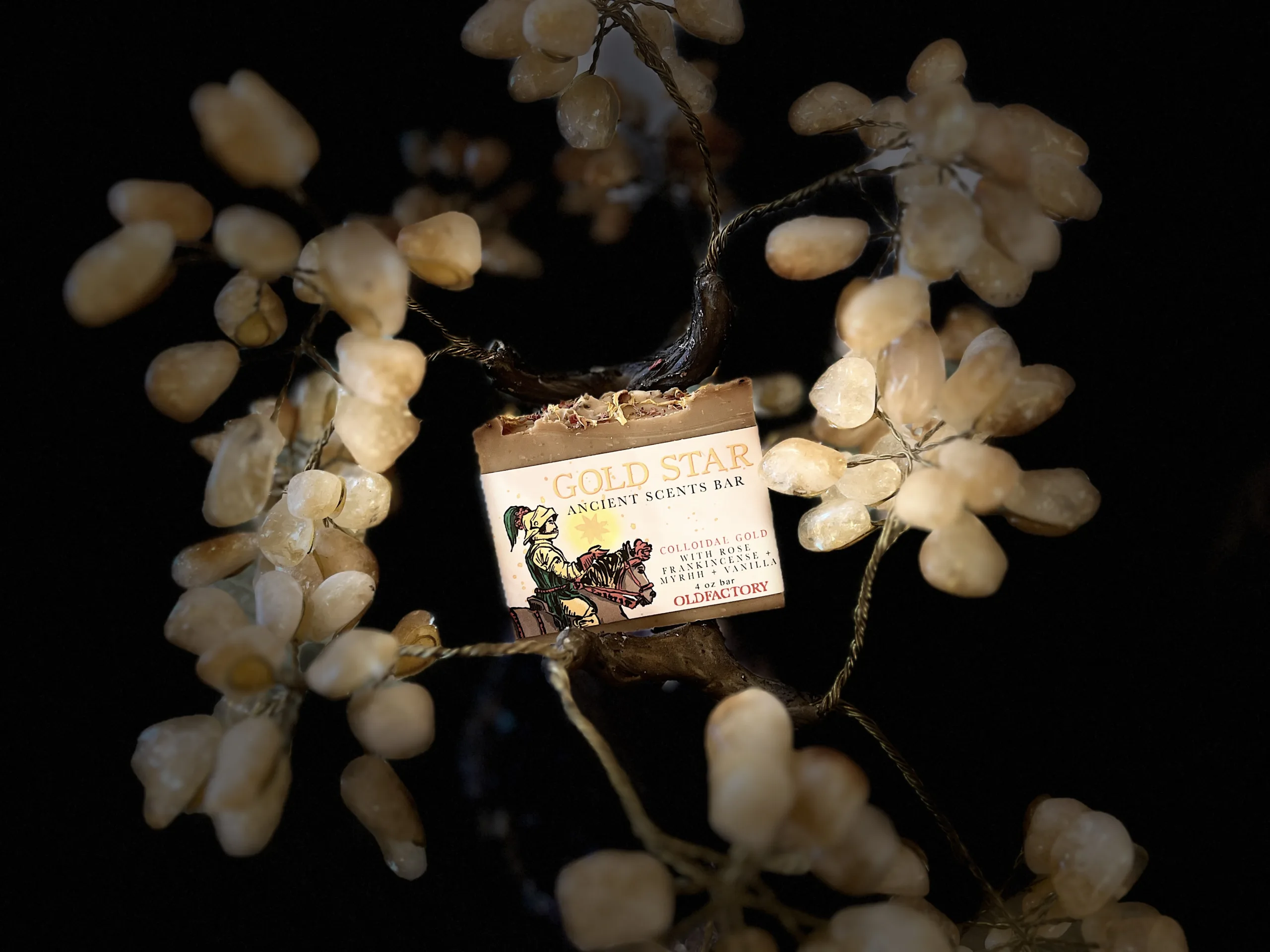 Gold Start limited edition soap featuring colloidal gold, frankincense, myrrh, rose and vanilla calendula and rose petals Handmade in Spring Creek Hot Springs North Carolina