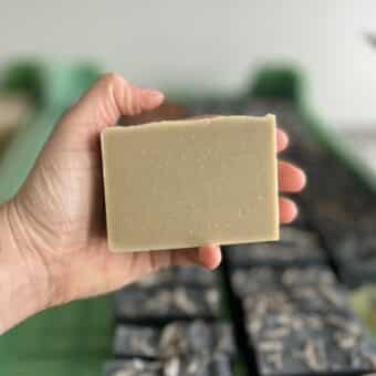 Shades of green pine tar limited edition soap with lavender, fir balsam and benzoin