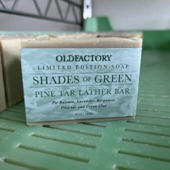 Shades of green pine tar limited edition soap with lavender, fir balsam and benzoin