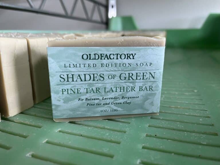 Shades of green pine tar limited edition soap with lavender, fir balsam and benzoin